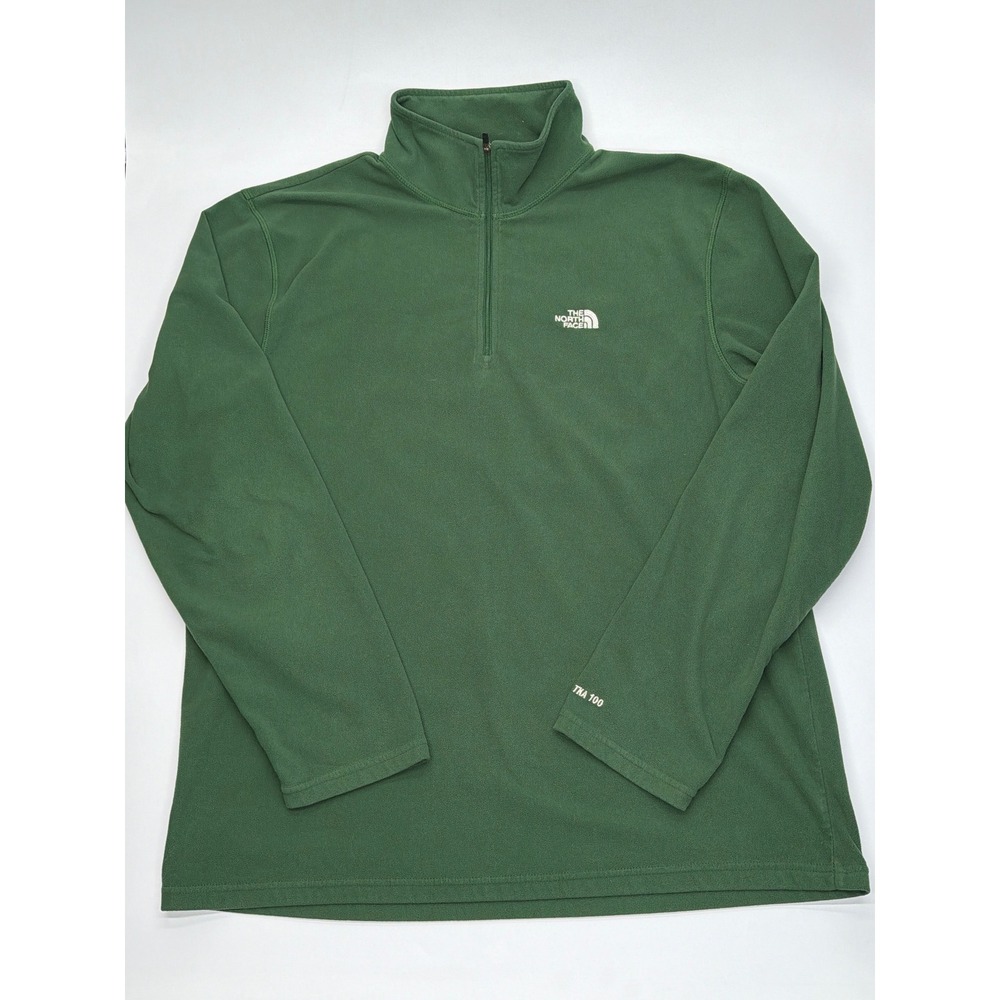 The North Face TKA 100 Mens Large Green Quarter‎ Zip Fleece Pullover Jacket L